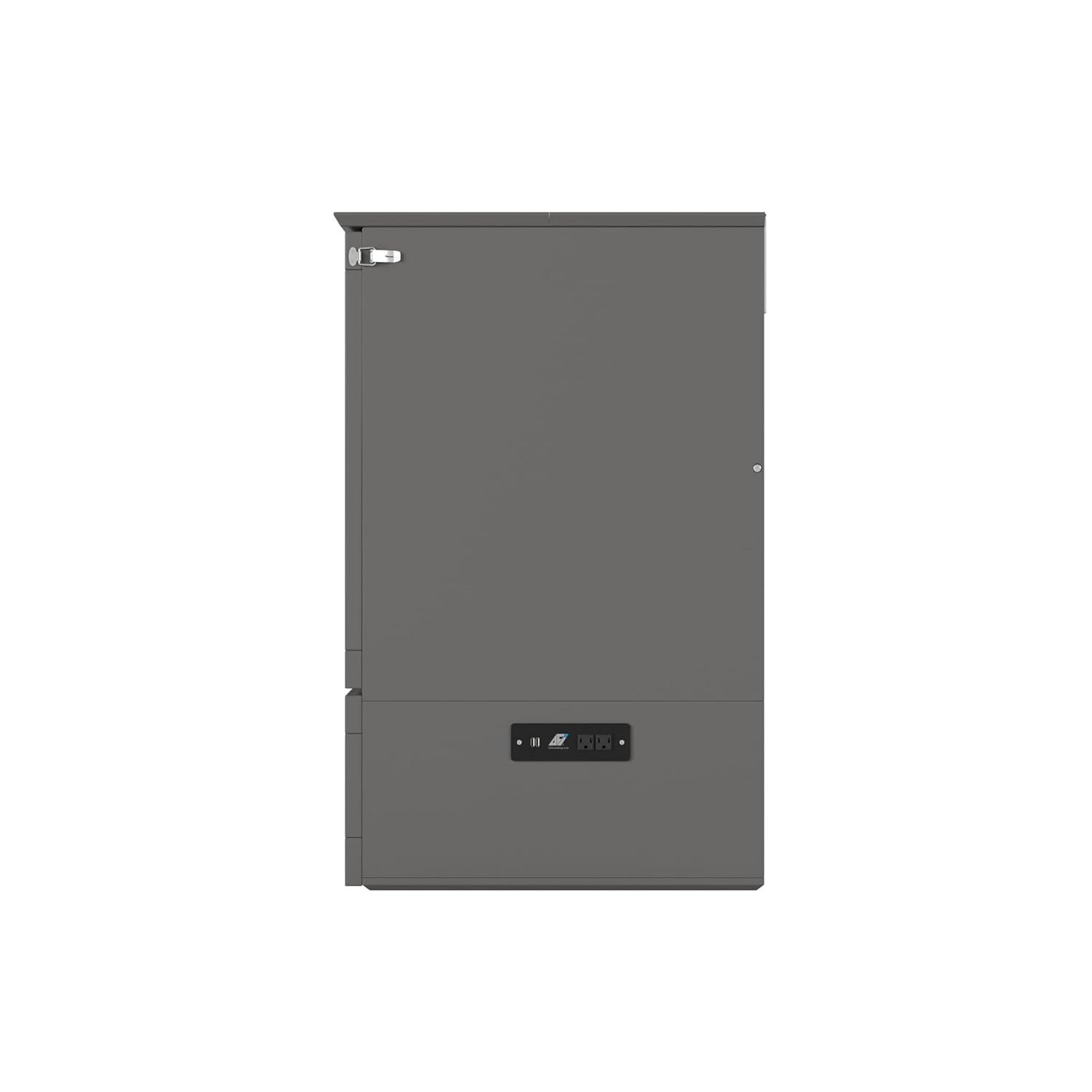 AFI Hamilton Full Solid Wood Murphy Bed Chest with Built-In Charger in Gray