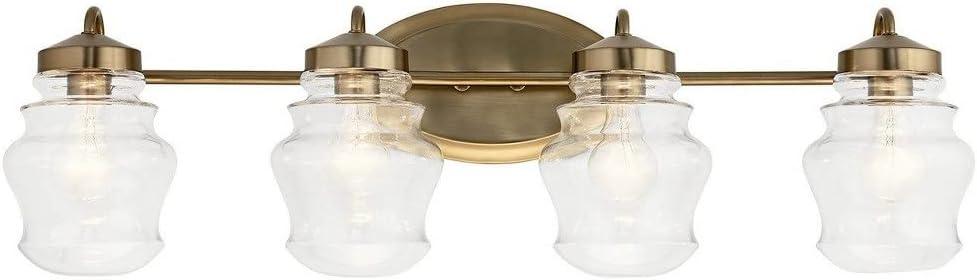 Janiel 33.25" 4-Light Polished Nickel Vanity Light with Clear Glass Shades