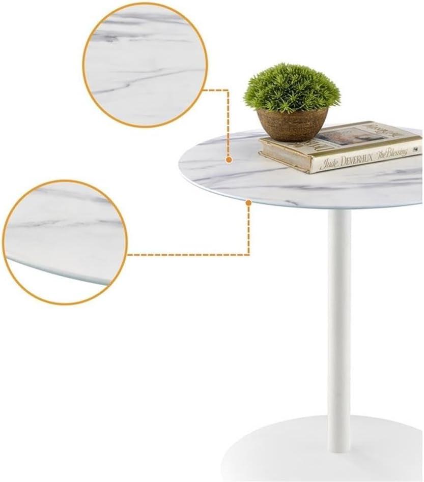 Circa 17.5" Round End Table with White Marble Textured Glass Top