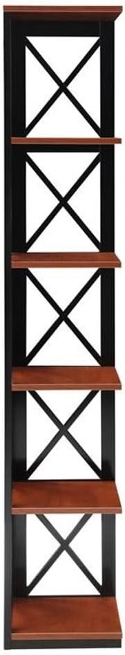 Convenience Concepts Oxford 5 Tier Corner Bookcase, Cherry and Black