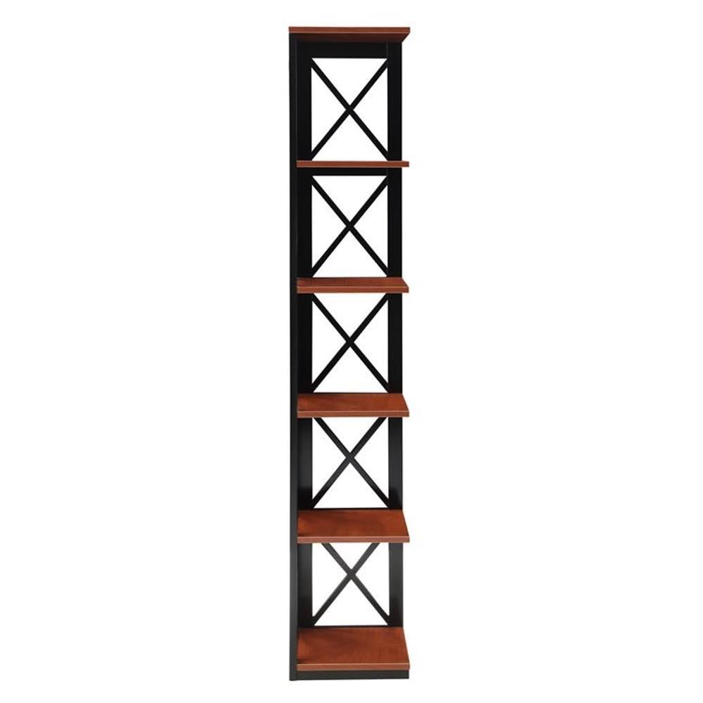 Convenience Concepts Oxford 5 Tier Corner Bookcase, Cherry and Black