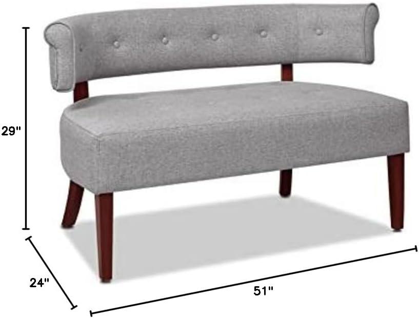 Light Gray Polyester Tufted Roll Arm Settee Bench