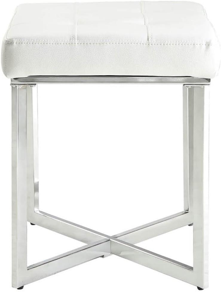 Carolina Classic Furniture Summer Vanity Bench, White and Chrome