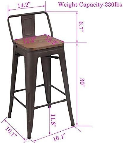 Changjie Furniture 30 Inch Bar Stools Set of 4 Industrial Metal Barstools Bar Height Bar Stool with Backs (30 inch, Rusty)