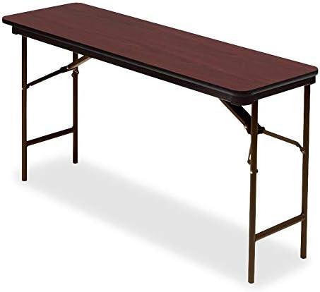 Premium Wood Laminate Folding Table Rectangular, 60w x 18d x 29h, Mahogany