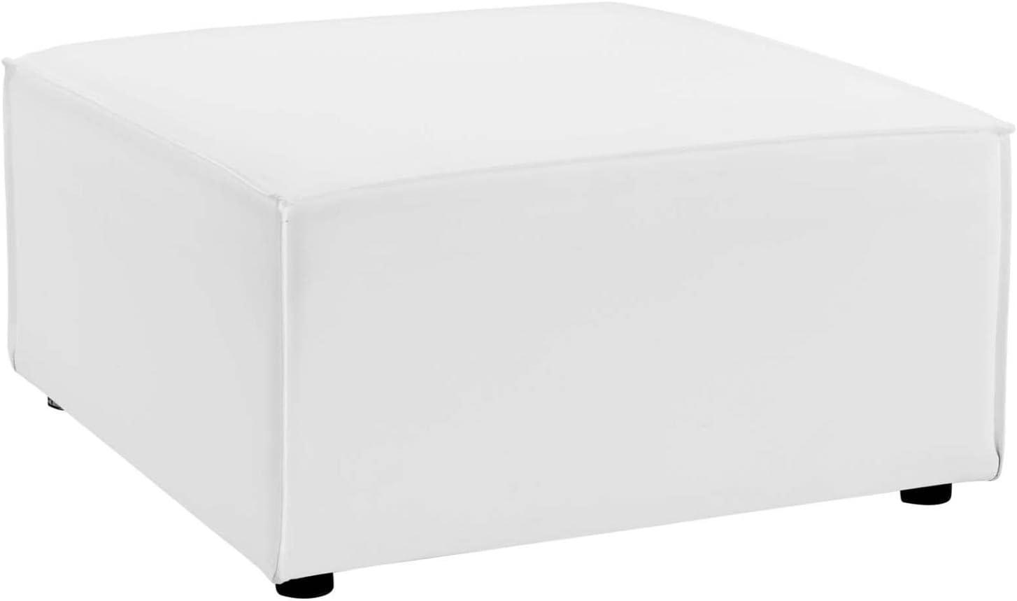 Modway Saybrook Fabric Upholstered Outdoor Patio Sofa Ottoman in White