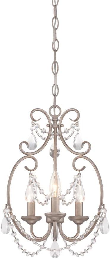 Mini Bronze Crystal 11.5" Plug-in Candle Chandelier