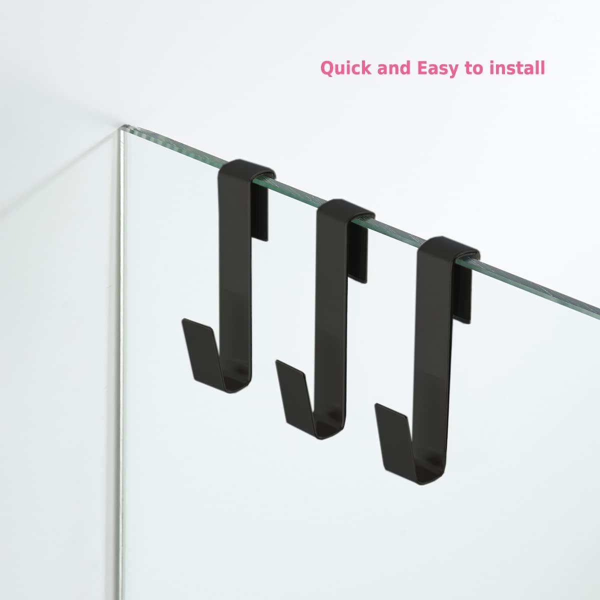Matte Black Stainless Steel Over Glass Door Hook Set