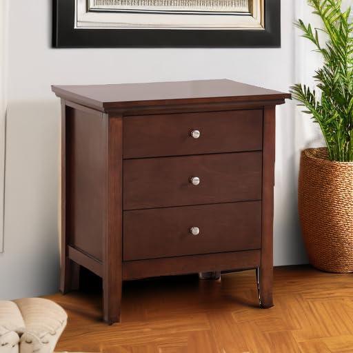 HomeStock Rustic Refinement 3 Drawer Nightstand , Cappuccino