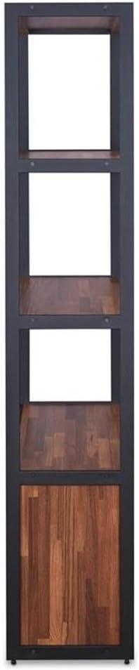 ACME Sara 3 Shelf Wooden Bookcase with 2 Doors in Walnut and Sandy Black