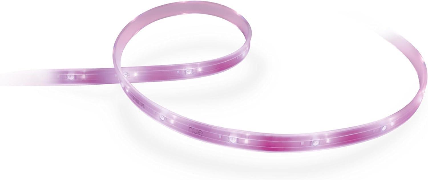 Philips Hue White and Color Ambiance Bluetooth Enabled Lightstrip Base Kit: LED, Indoor, Multicolored, Electric, 80" Length
