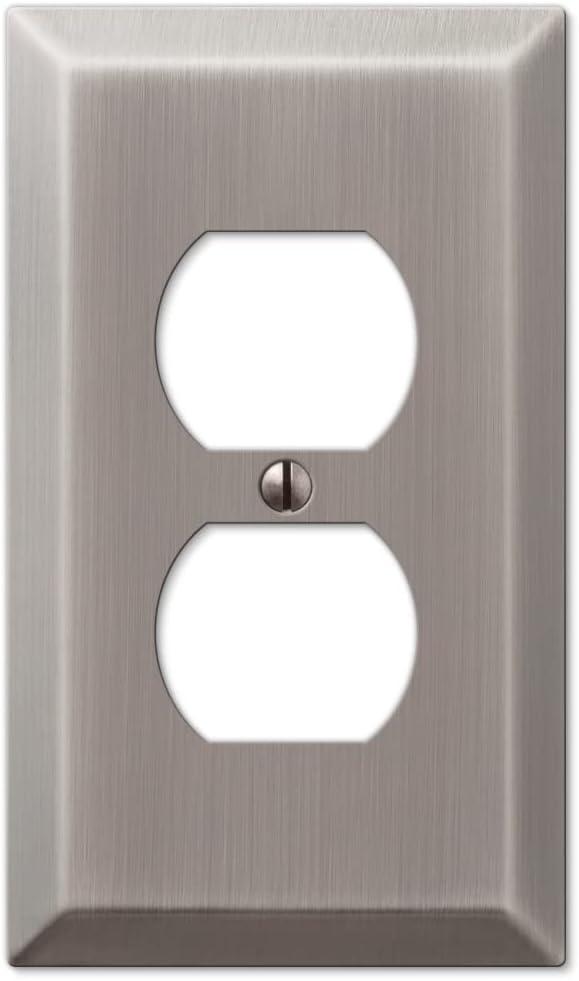 Amerelle Century Antique Nickel Metallic 1 gang Stamped Steel Duplex Outlet Wall Plate 1 pk