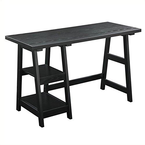 Convenience Concepts Designs2Go 29.25" Tall Trestle Desk with Shelves, Black