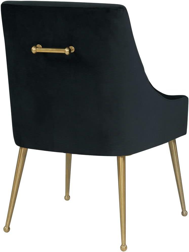 TOV Furniture Beatrix Black Velvet Side Chair with Gold Legs