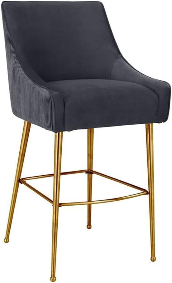 Beatrix Pleated Velvet Stool Grey Counter Height