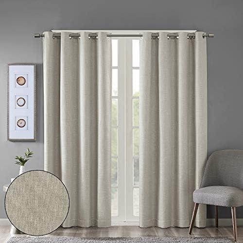 Madison Park Maya Printed Heathered Blackout Grommet Top Single Curtain Panel
