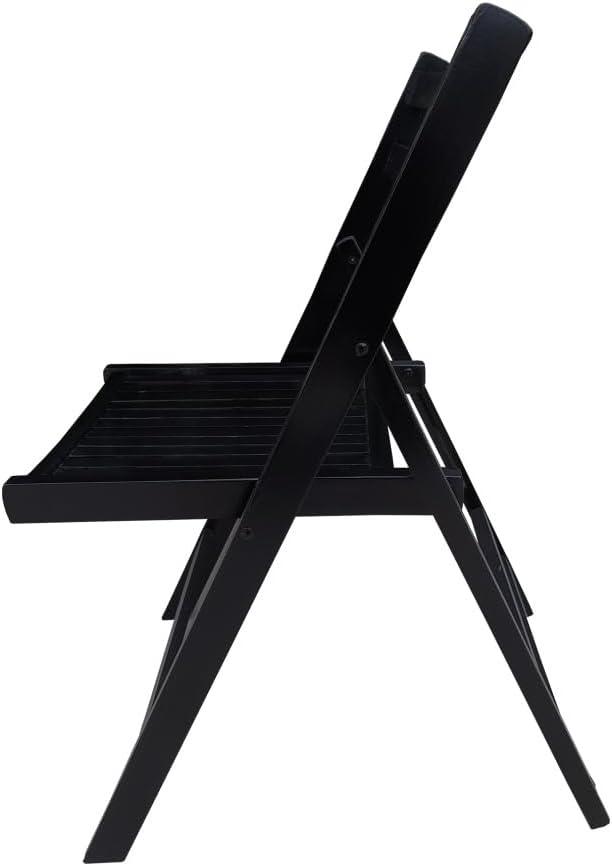 4 Pack Wooden Folding Chair, Foldable Dining Chair Set with Solid Wood Slatted Seat and Open Back, Outdoor/Indoor Portable Event Chair Wedding Chair for Dining Room Kitchen Balcony Garden, Black