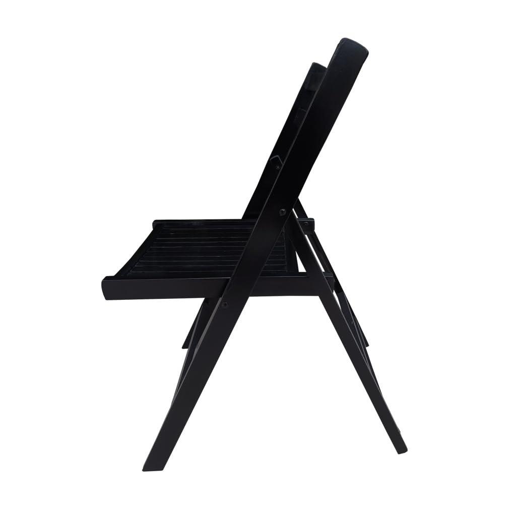 4 Pack Wooden Folding Chair, Foldable Dining Chair Set with Solid Wood Slatted Seat and Open Back, Outdoor/Indoor Portable Event Chair Wedding Chair for Dining Room Kitchen Balcony Garden, Black