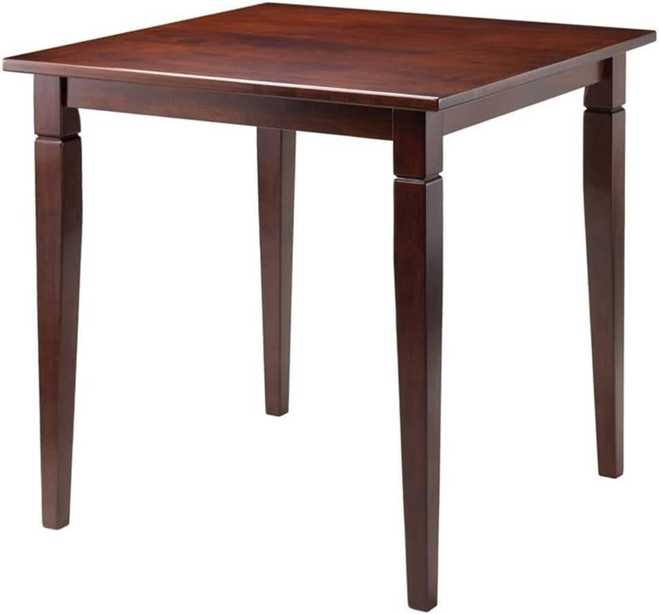 Winsome Kingsgate Dining Table Routed with Tapered Leg Walnut: Hardwood Square Kitchen Table for 4, Modern Style