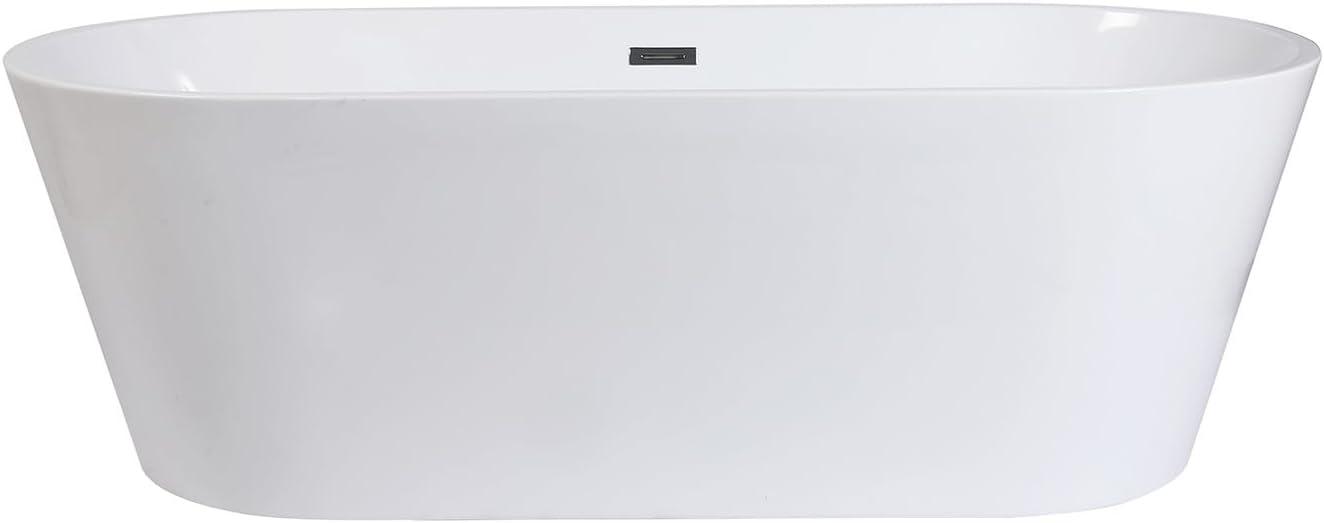 Kingston Brass Aqua Eden 71-Inch Acrylic Oval Double Ended Freestanding Tub with Drain