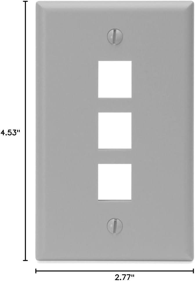 Gray High-Impact Plastic Single-Gang 3-Port Wall Plate