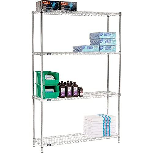 Nexel 4 Tier Chrome Wire Shelving Starter Unit, 48"W x 12"D x 86"H