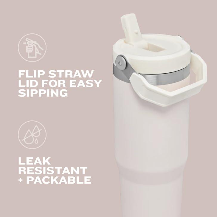 Stanley 20 oz Stainless Steel Ice Flow Flip Straw Tumbler Black 2.0: Dishwasher-Safe Drinkware for Hot & Cold Beverages