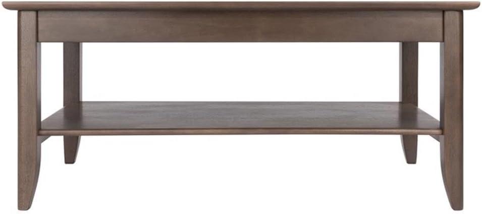 Santino Coffee Table Oyster Gray - Winsome: Wooden Rectangle Design, Fixed Shelf, MDF & Veneer, Living Room Furniture
