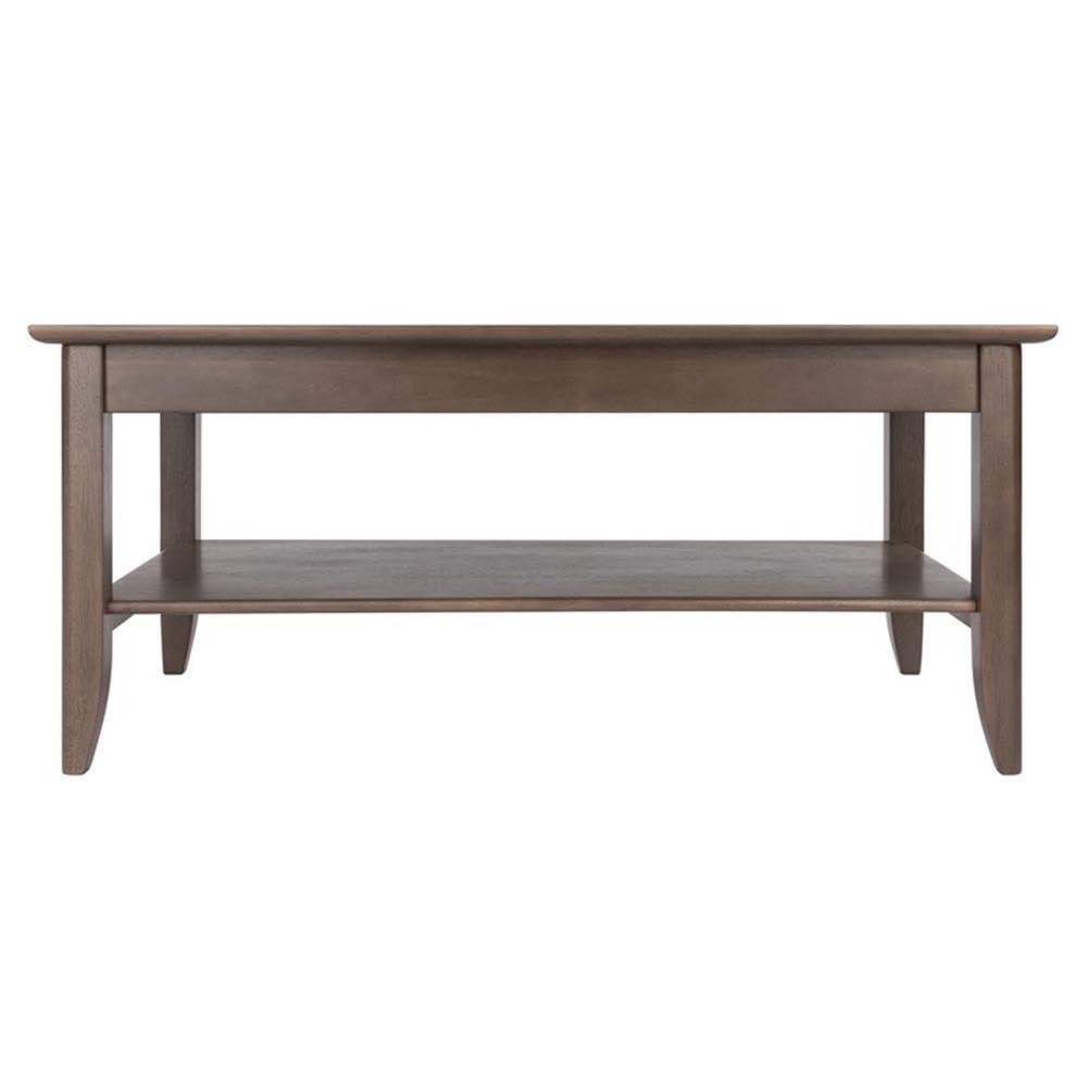 Santino Coffee Table Oyster Gray - Winsome: Wooden Rectangle Design, Fixed Shelf, MDF & Veneer, Living Room Furniture