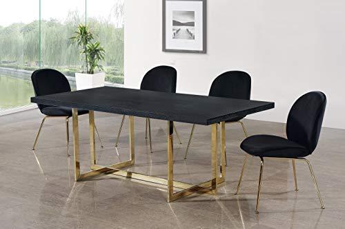 Homestock Mediterranean Magic Black Velvet Dining Chair, Set of 2