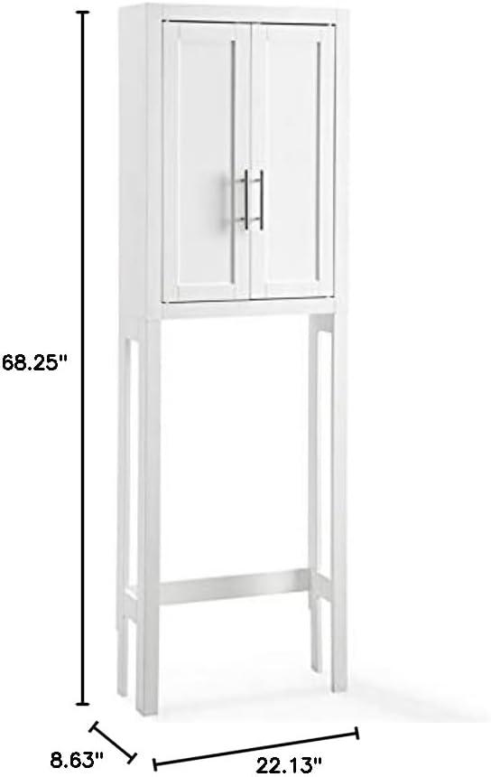 Savannah Space Saver White - Crosley: Bathroom Etagere with Adjustable Shelves, MDF Frame, Anti-Tip Hardware
