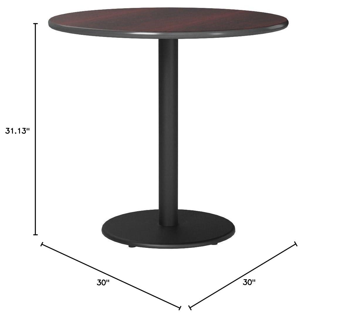 30" Round Mahogany Laminate Table Top With Table Height Round Base - Table Height Restaurant Table