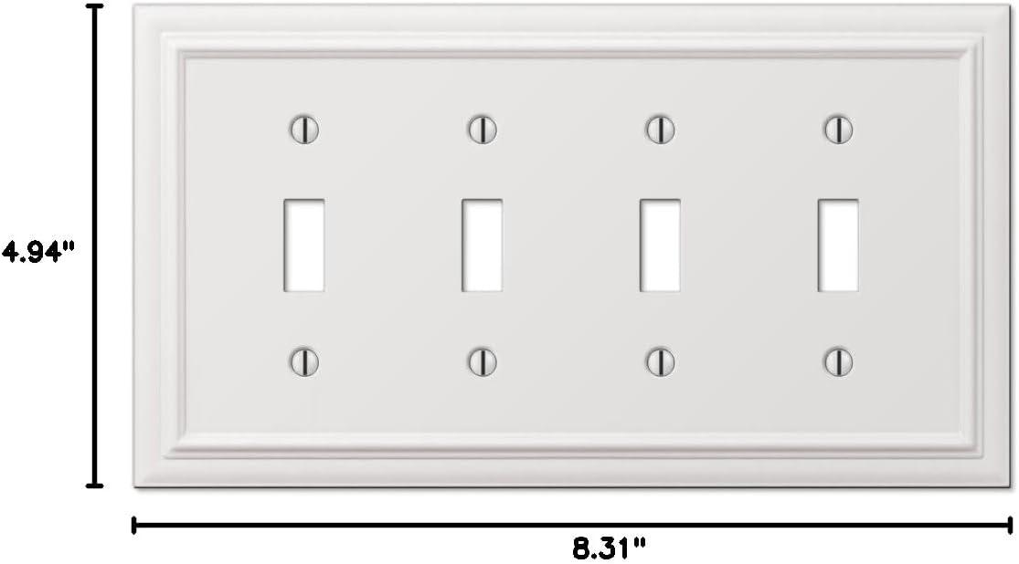 White Cast Metal Quad Toggle Wall Plate