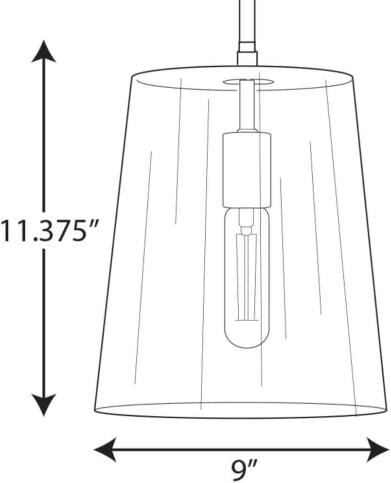 Progress Lighting, Clarion, 1-Light Pendant, Matte Black, Clear Glass Shade