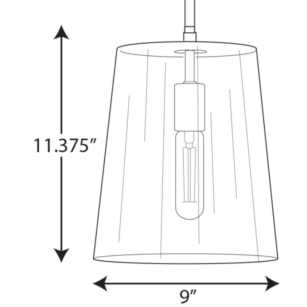 Progress Lighting, Clarion, 1-Light Pendant, Matte Black, Clear Glass Shade