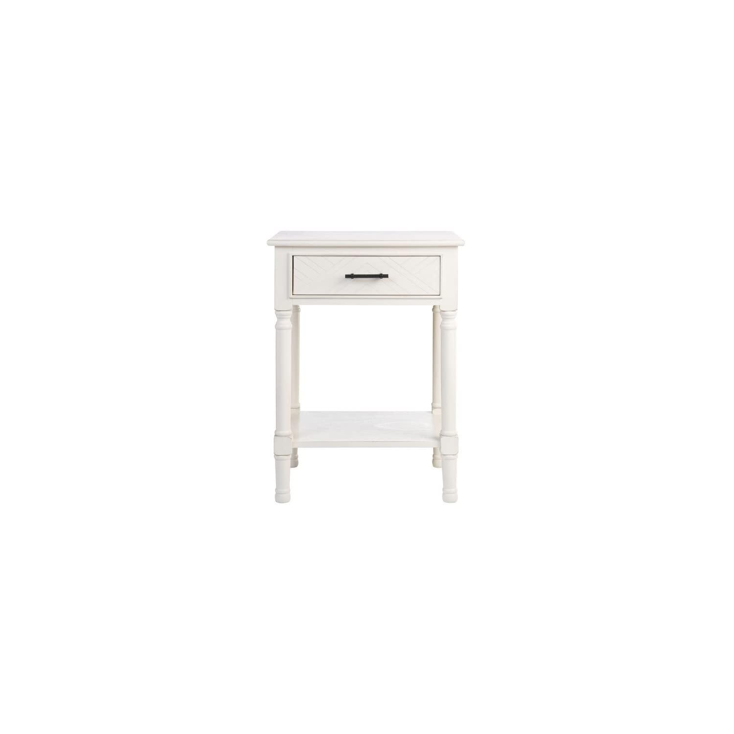 Peyton 1 Drawer Accent Table - Distressed White - Safavieh