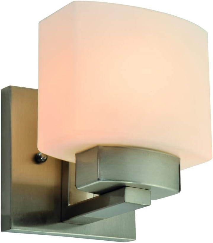 Design House Dove Creek Dimmable Wall Light Sconce with Frosted Glass, Satin Nickel