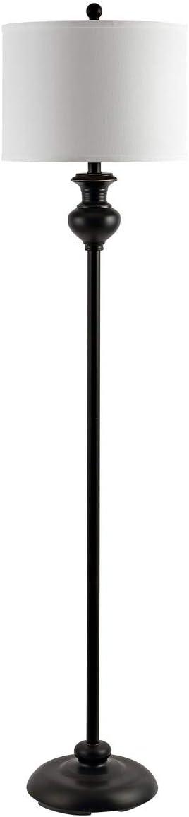 Erlan 61" Antique Black Metal Floor Lamp with White Linen Shade