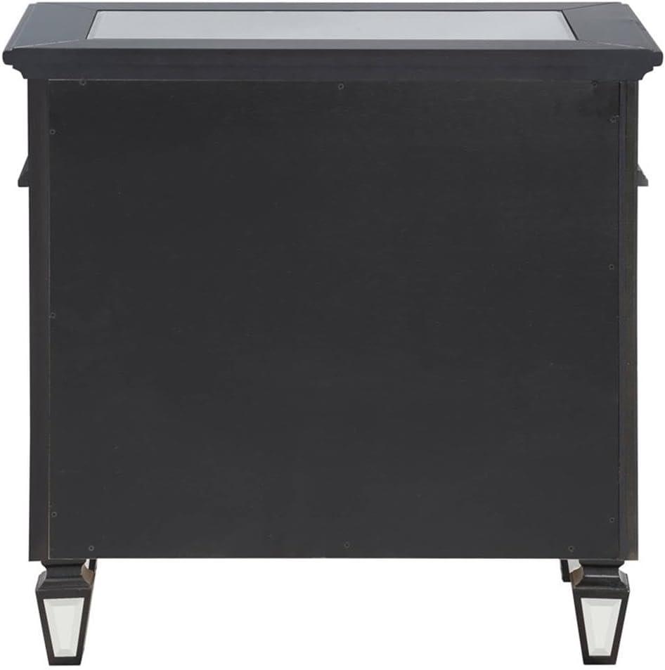 BD00585 Nightstand, Mirrored, Black & Sliver Finish - Varian II ( 1Pc/1Ctn )