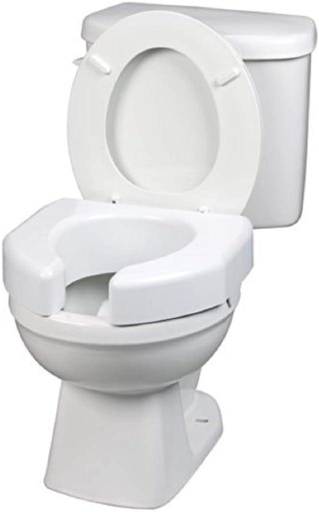 Ableware Basic White Plastic Raised Toilet Seat 3" Height Up to 350 lbs