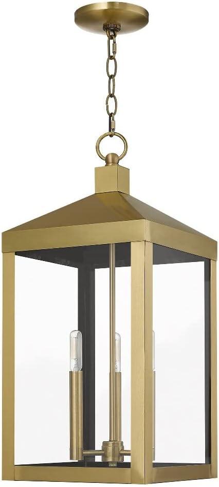 Brushed Nickel 3-Light Pendant with Clear Glass Panels