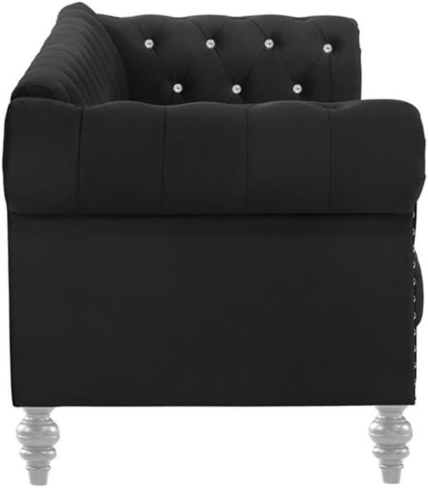 New Classic Furniture Emma Crystal Velvet Fabric Chair in Black