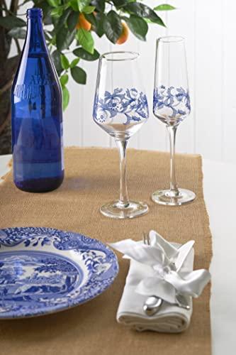 Spode Blue Italian 19 oz Stemless Wine Glass Set