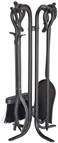 Compact Black Hand-Forged Iron Fireplace Tool Set