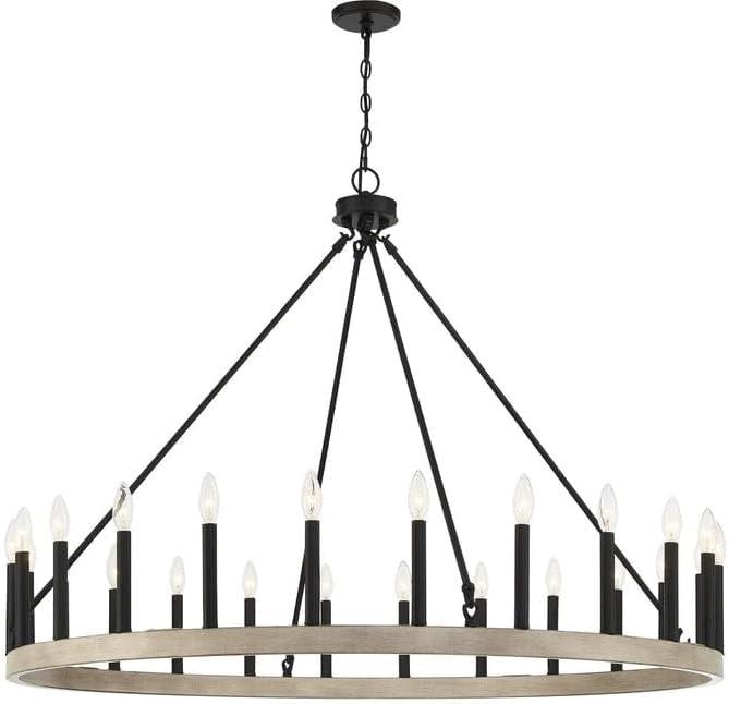 ACROMA  24 Light Modern Farmhouse Wagon Wheel Chandelier-UL Certified Driftwood