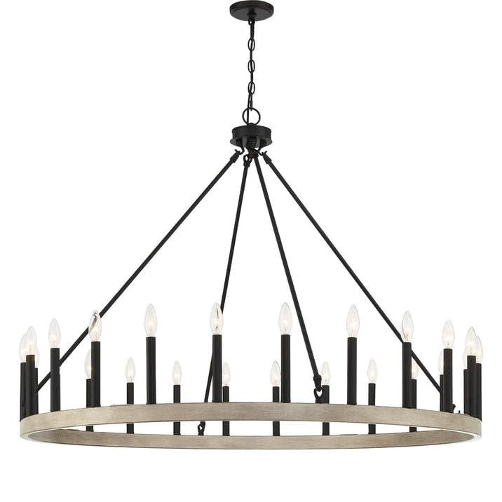 ACROMA  24 Light Modern Farmhouse Wagon Wheel Chandelier-UL Certified Driftwood