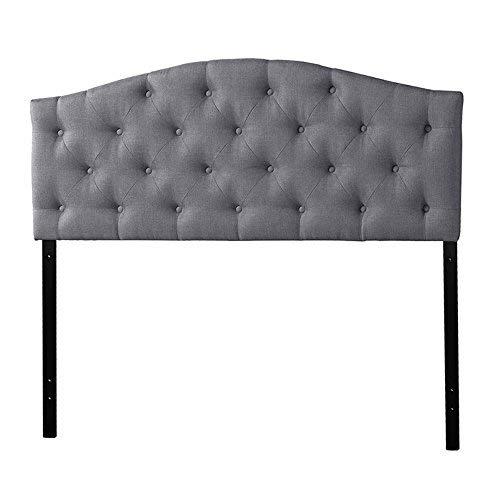 Baxton Studio Myra Modern and Contemporary Queen Size Light Beige Fabric Upholstered Button-tufted Scalloped
