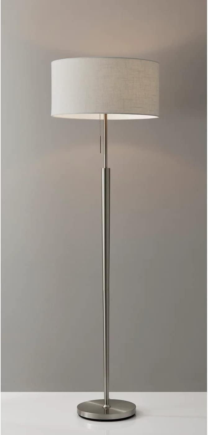 Adesso Hayworth Floor Lamp, Brushed Steel