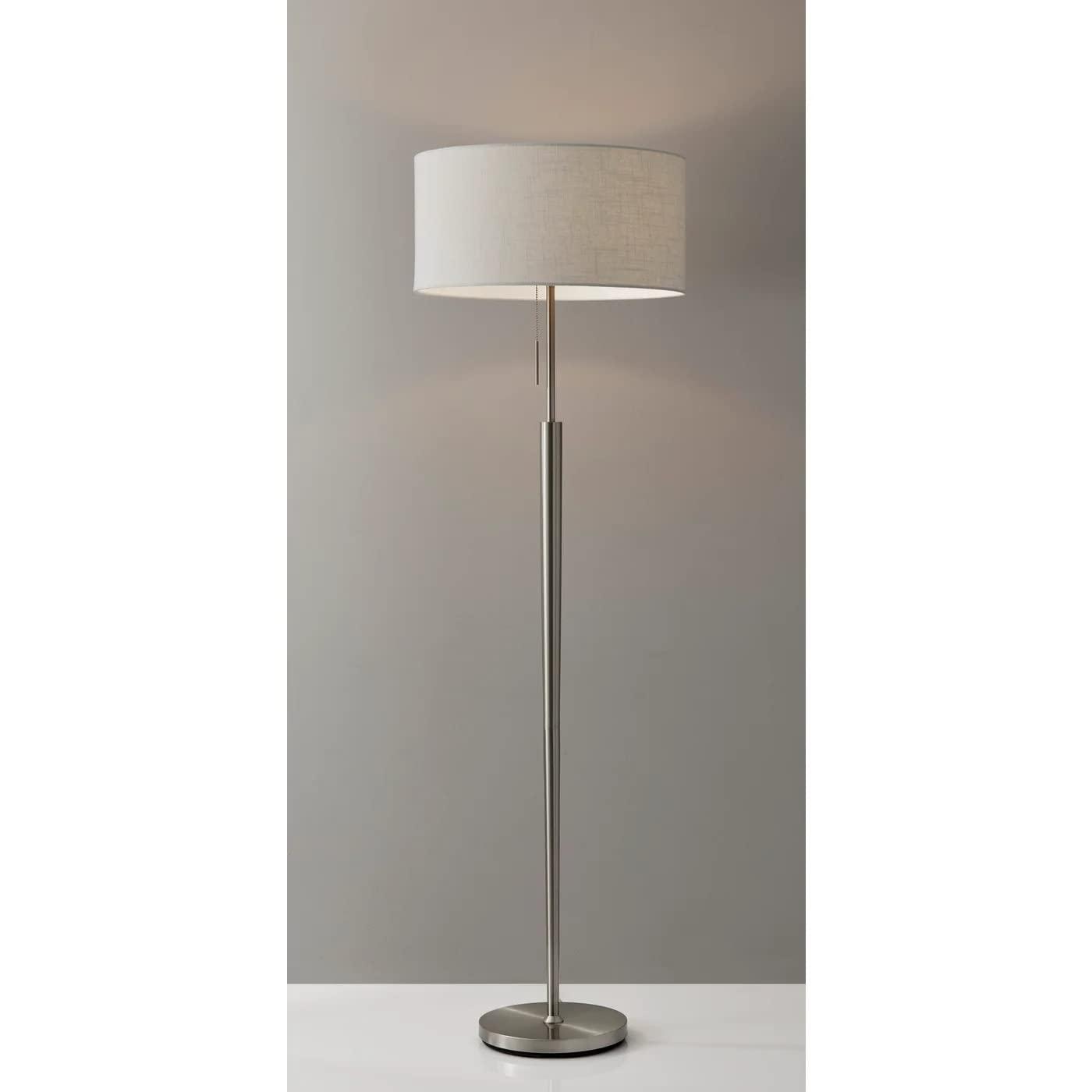 Adesso Hayworth Floor Lamp, Brushed Steel