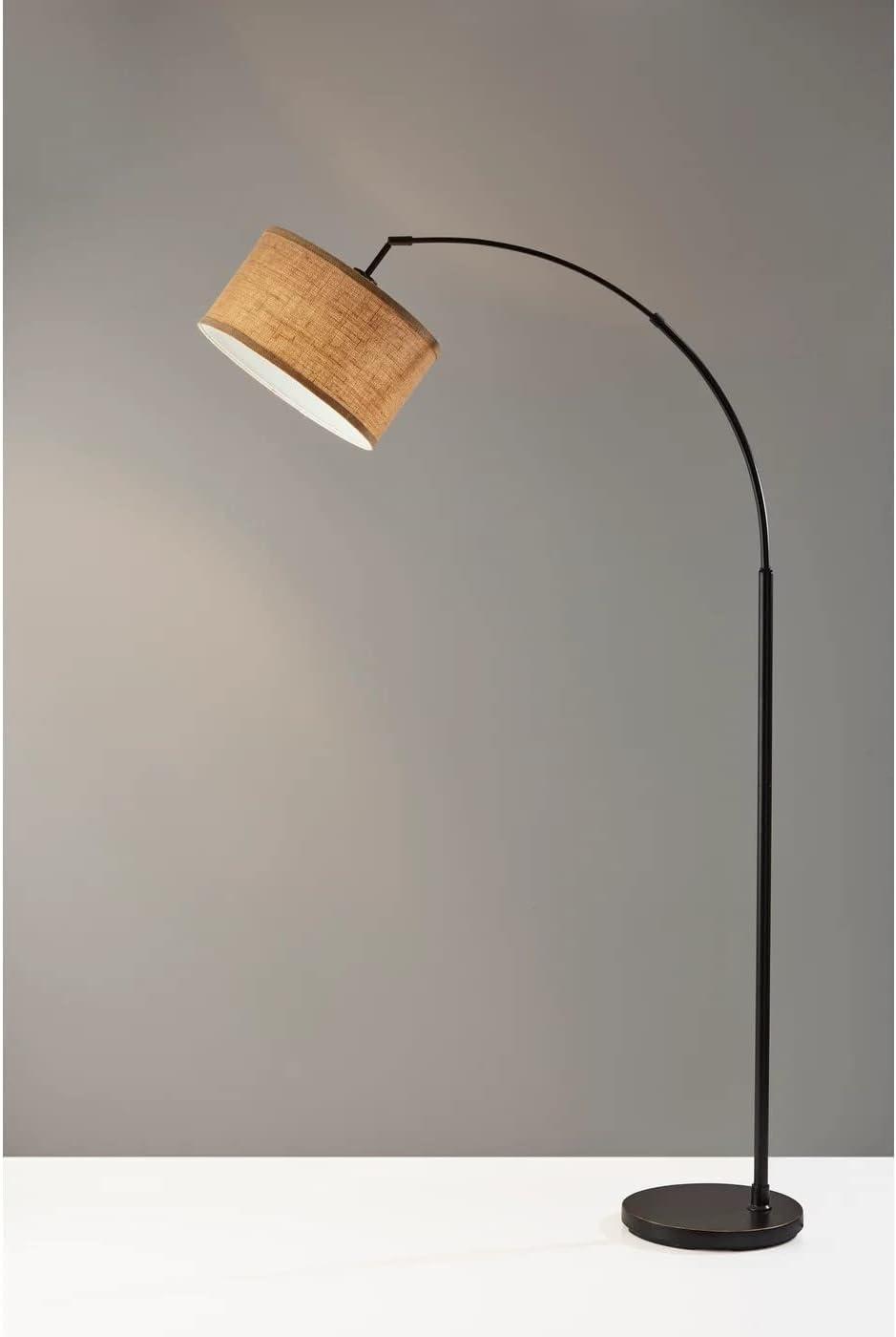 Adesso Home Burlap Arc Lamp in Antique Bronze